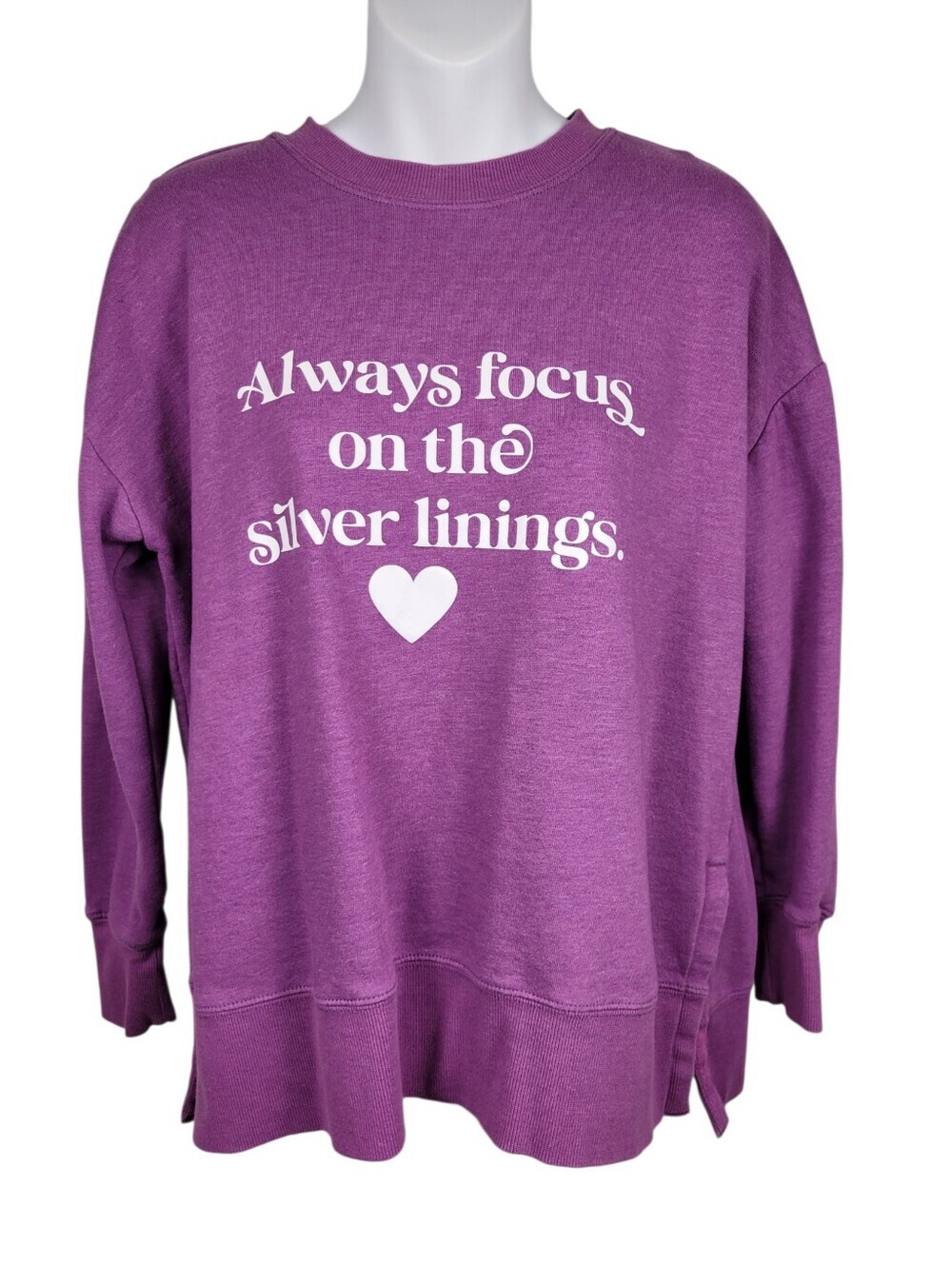 2/$20 Y2K Purple Always Focus Graphics Sweatshirt Top Size: Small